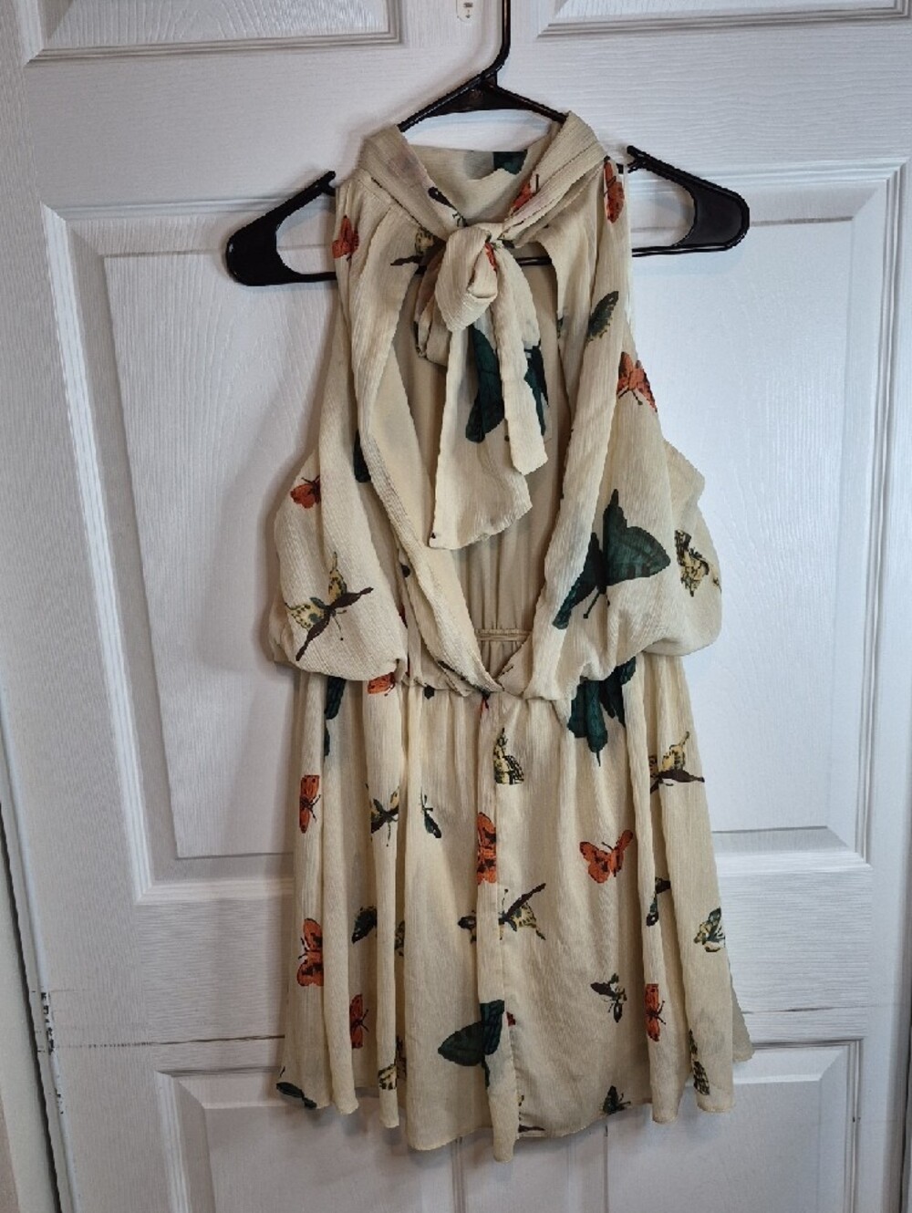 ASOS Cream Halter Dress with Butterfly Print - Picture 3 of 3
